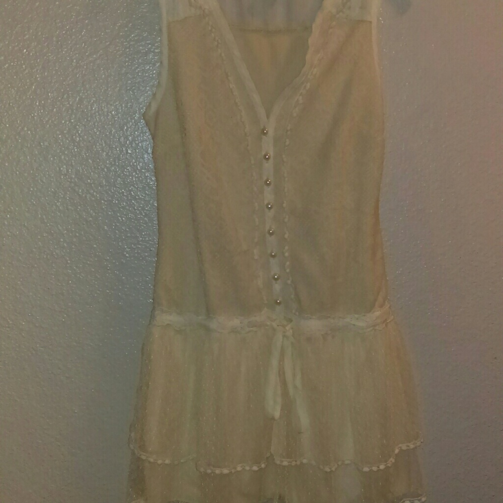 Pinky cream lace tiered dress